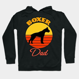 Boxer Dog Dad Father's Day Dog puppy Lover Cute Sunser Retro Funny Hoodie